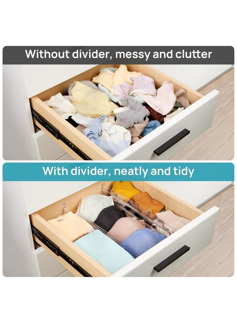 Drawer Dividers Organizers 8 Pack, Adjustable 3.15" High Expandable from 10.8-20.4" Kitchen Drawer Organizer, Clear Plastic Drawers Separators for Clothing, Kitchen and Office Storage - Image 4